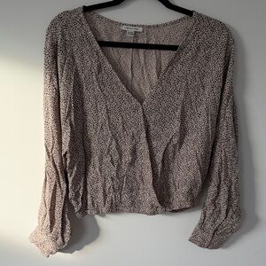 American Eagle Outfitters Cream Patterned Blouse